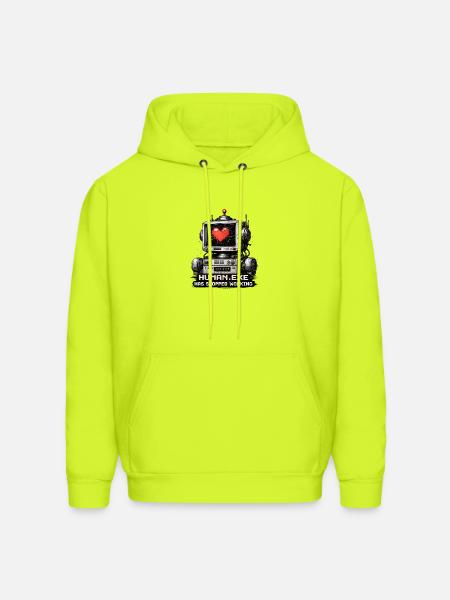 Heartbeat Robot: Human.Exe Stopped - Men's Hoodie - safety green