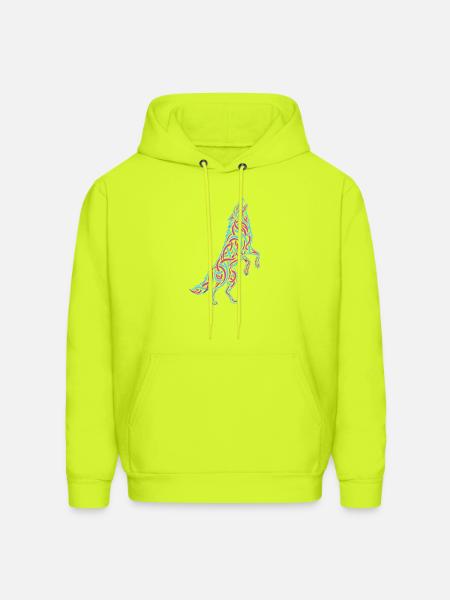 Howling Wolf Calligraffiti - Men's Hoodie - safety green