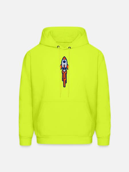 Launching Rocket Silhouette - Men's Hoodie - safety green