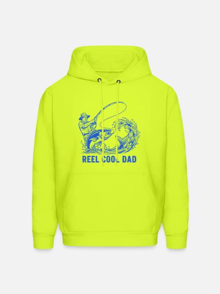 Reel Cool Dad Fishing - Men's Hoodie - safety green