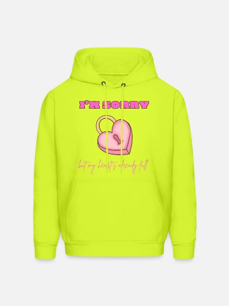 Pink Heart Lock Apology - Men's Hoodie - safety green