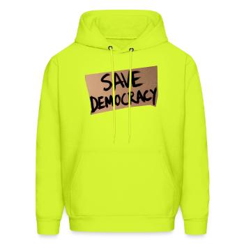 Save Democracy - Men's Hoodie - safety green - Front - Elias (183cm)