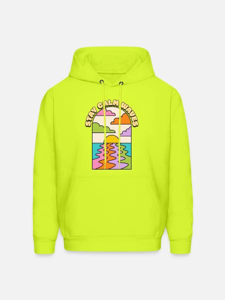 STAY CALM WAVES - Men's Hoodie - safety green