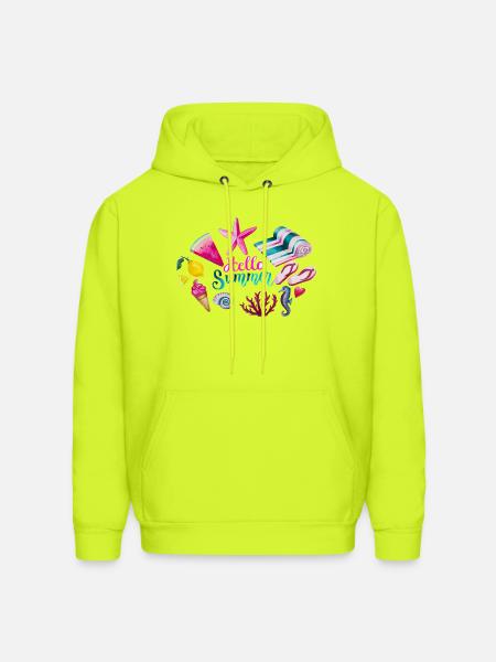 Vibrant Summer Beach Pattern - Men's Hoodie - safety green