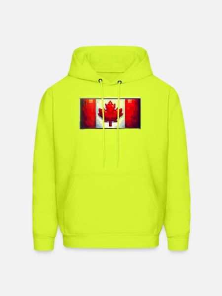 Pixel Maple Flag - Men's Hoodie - safety green