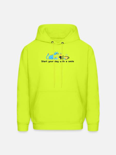 Blue Cat Café Morning - Men's Hoodie - safety green