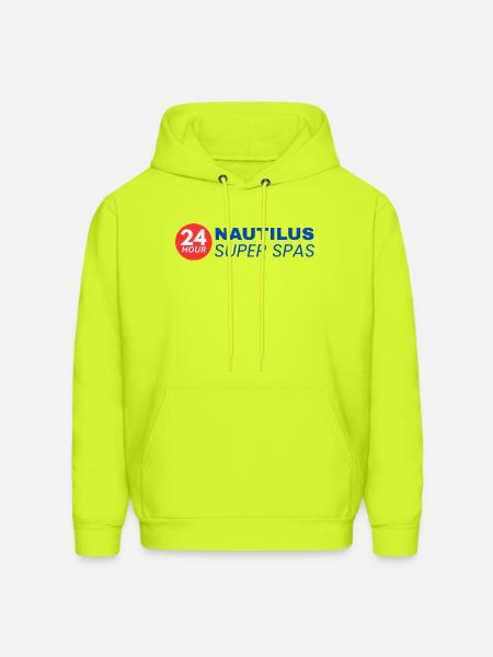 24-Hour Nautilus Super Spas - Vintage 1970s - Men's Hoodie - safety green