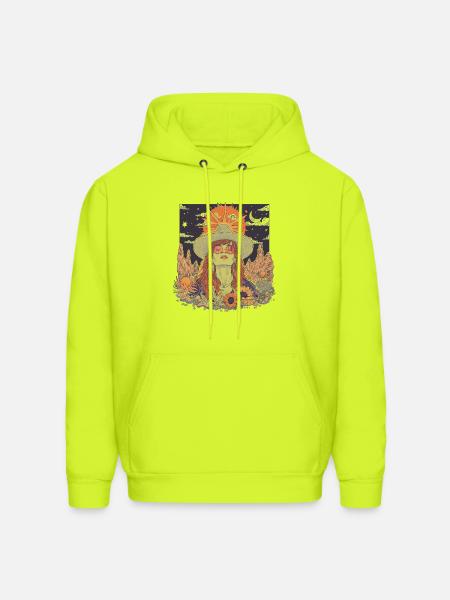Mystic Sunflower Dreamer Illustration - Men's Hoodie - safety green