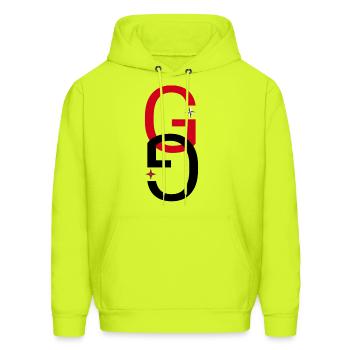 Unisex Colorblock Hoodie THE beautiful ones - Men's Hoodie - safety green - Front - Elias (183cm)