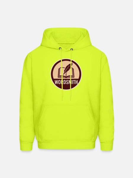 Wordsmith Quill Open Book - Men's Hoodie - safety green