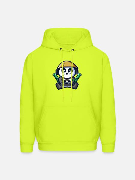 Panda Astronaut Gamer - Men's Hoodie - safety green