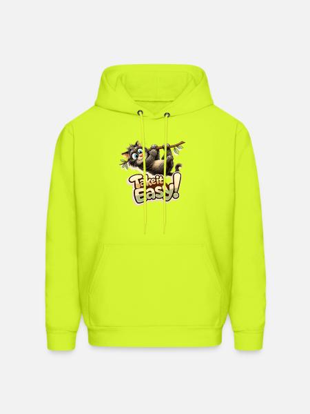 Take It Easy Sloth Graphic - Men's Hoodie - safety green