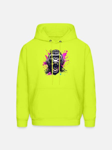 Neon Splash Gorilla Roar - Men's Hoodie - safety green