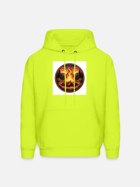 Forest Campfire Crest - Men's Hoodie - safety green