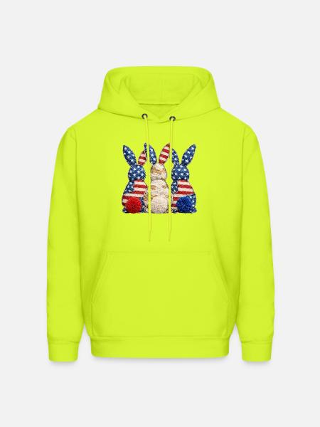 Patriotic Bunny Trio - Men's Hoodie - safety green