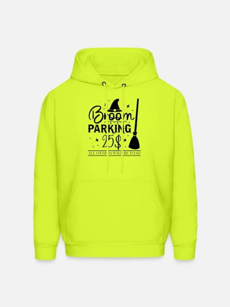 broom prank,broom parking halloween - Men's Hoodie - safety green