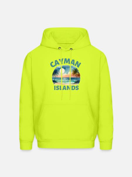 Cayman Islands Sunset Beach - Men's Hoodie - safety green