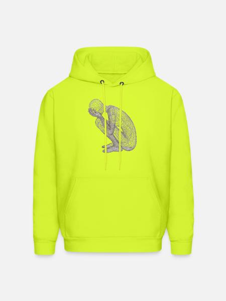 Wireframe Kneeling Figure - Men's Hoodie - safety green