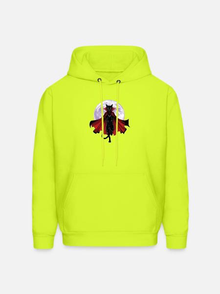 Vampire Cat Under Full Moon - Men's Hoodie - safety green