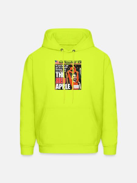 The Red Apple New York Post Zohran Mamdani  - Men's Hoodie - safety green