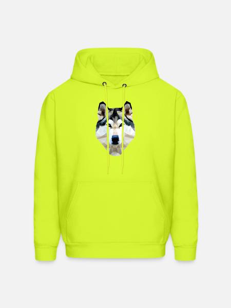 Husky Dog Polygon - Men's Hoodie - safety green