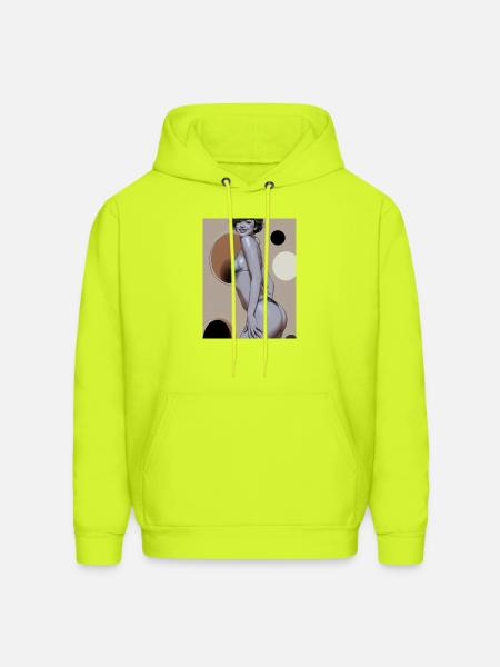 Retro Pinup Circle Print - Men's Hoodie - safety green