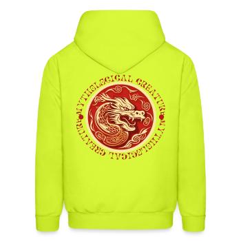 mythological creature-DRAGON - Men's Hoodie - safety green - Back - Elias (183cm)