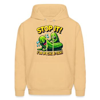 Tickled Pickle Fun - Men's Hoodie - light gold  - Front - Elias (183cm)