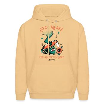Stay Awake For Ascension Sake - Men's Hoodie - light gold  - Front - Elias (183cm)