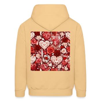 image of hearts - Men's Hoodie - light gold  - Back - Elias (183cm)