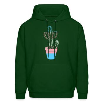 Trans Cactus Friend - Men's Hoodie - forest green - Front - Elias (183cm)