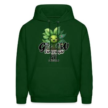Grow through what you go through, smiling plant - Men's Hoodie - forest green - Front - Elias (183cm)
