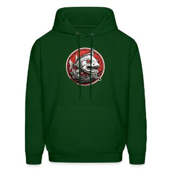 hardcore strike fish - Men's Hoodie - forest green - Front - Elias (183cm)