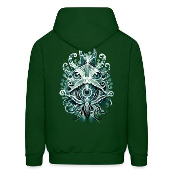 Ancient Depths Midnight - Cambrian Horror Eye - Men's Hoodie - forest green - Back - Elias (183cm)