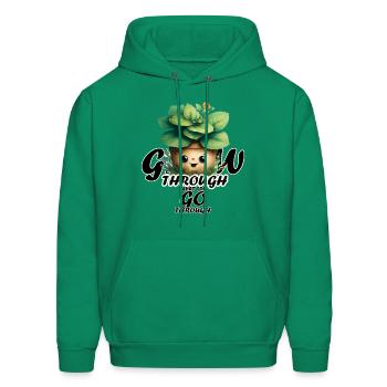 grow through what you go through smiling plant - Men's Hoodie - kelly green - Front - Elias (183cm)