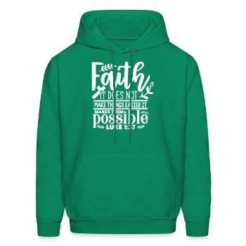 Faith: Making the Impossible Possible - Luke - Men's Hoodie - kelly green - Front - Elias (183cm)