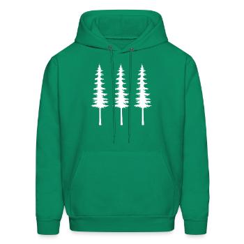 Minimalist Three Pine Trees Graphic - Men's Hoodie - kelly green - Front - Elias (183cm)