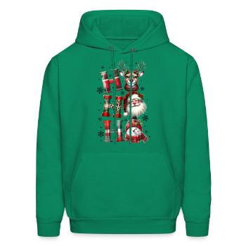 Ho Ho Ho Reindeer Santa Snowman - Men's Hoodie - kelly green - Front - Elias (183cm)