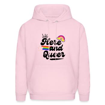 Here and Queer - Men's Hoodie - pale pink - Front - Elias (183cm)
