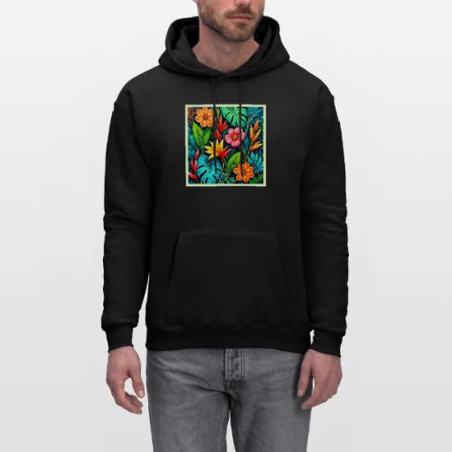 Vibrant Tropical Jungle Bloom Art - Men's Hoodie
