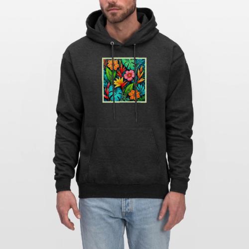 Vibrant Tropical Jungle Bloom Art - Men's Hoodie