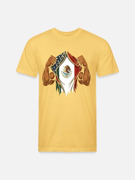 Mexican American Flag Mexican Roots - Unisex Poly/Cotton T-Shirt - pastel yellow