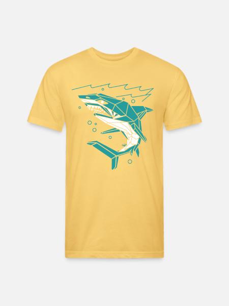 Polygon Shark - Unisex Poly/Cotton T-Shirt - pastel yellow