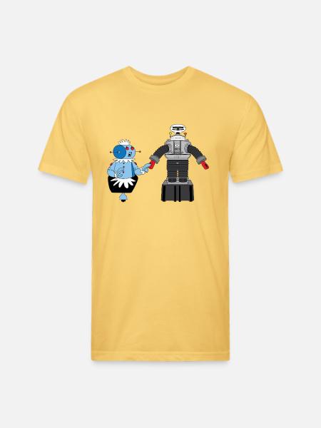 Rosie and Lost in Space Robot - Unisex Poly/Cotton T-Shirt - pastel yellow