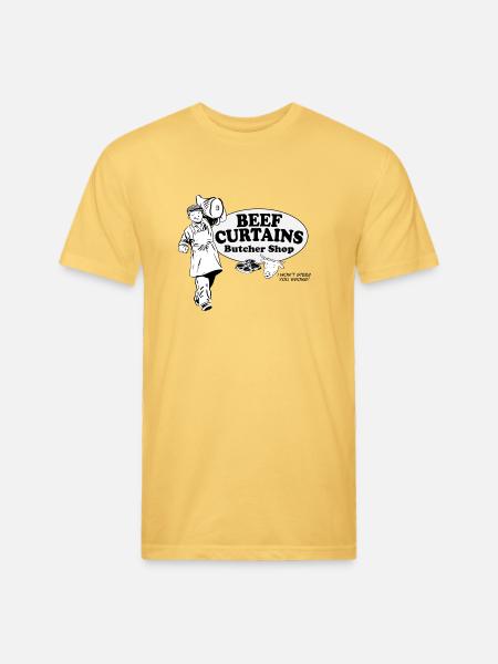 Beef Curtains Butcher Shop - Unisex Poly/Cotton T-Shirt - pastel yellow