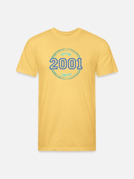 Year of birth: 2001 - Unisex Poly/Cotton T-Shirt - pastel yellow - Front