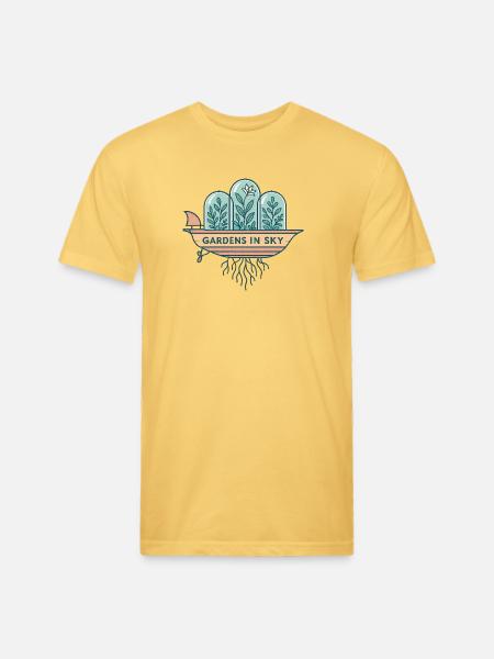 Gardens in Sky Terrarium Boat - Unisex Poly/Cotton T-Shirt - pastel yellow