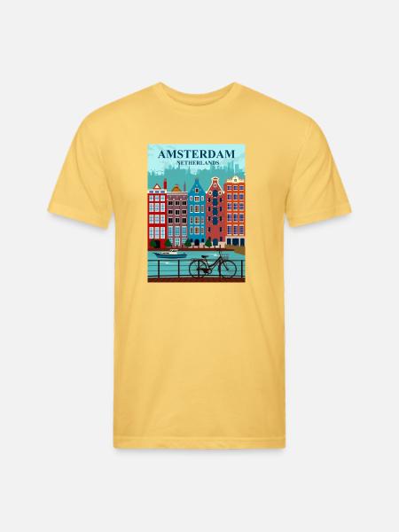 Amsterdam Travel - Unisex Poly/Cotton T-Shirt - pastel yellow