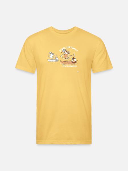 Fuel Up First Stay Energized - Unisex Poly/Cotton T-Shirt - pastel yellow