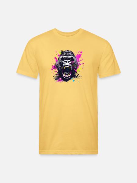 Neon Splash Gorilla Roar - Unisex Poly/Cotton T-Shirt - pastel yellow